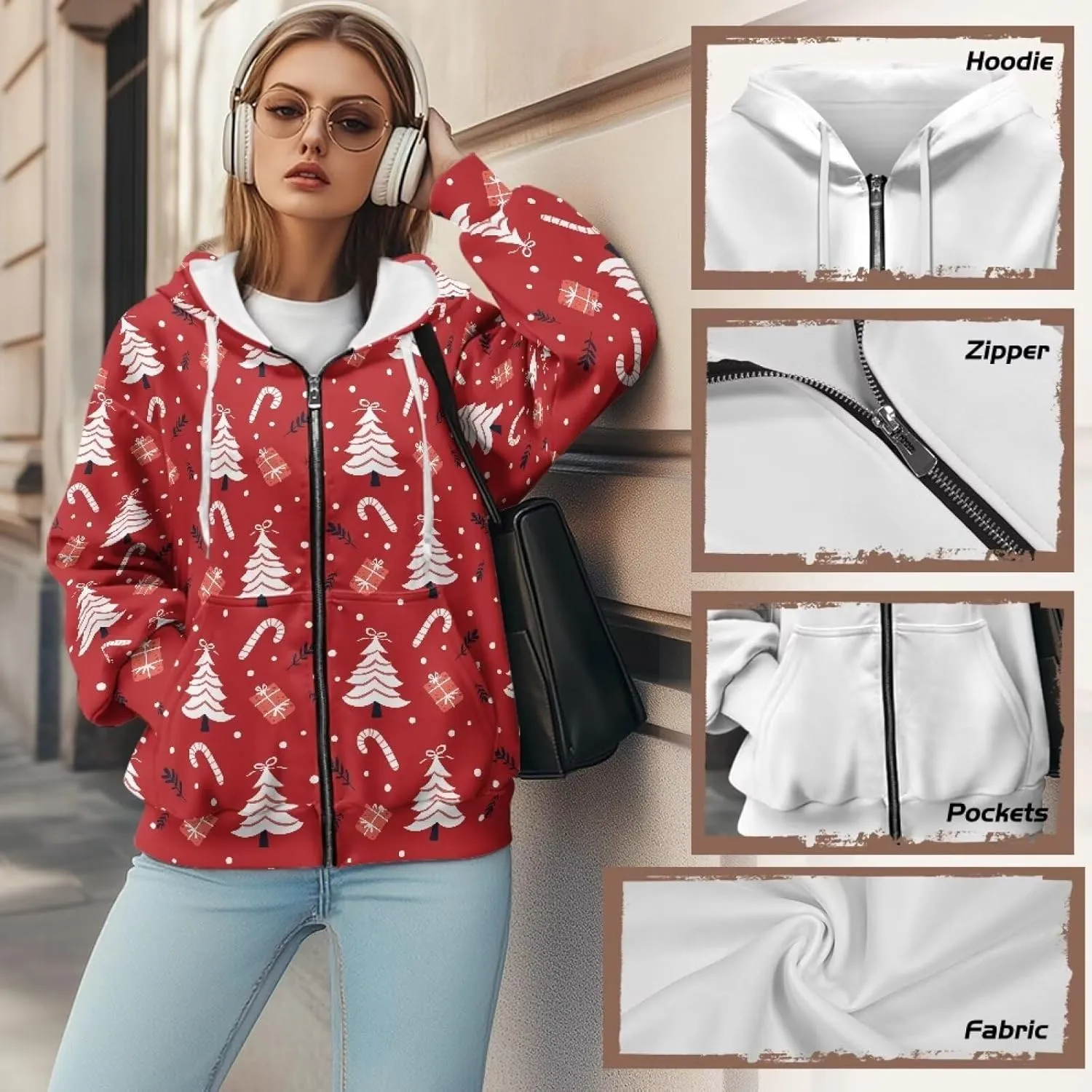 Poceacles Womens Oversized Hoodies Zip Up Fleece Jacket Coat Dropped Shoulder Long Sleeve Cardigan Outwear Y2K Hoodie XS-4XL