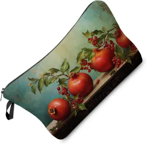 Pomegranate Makeup Bag Red Pomegranate Pattern Small Cute Organizer Bag Zipper Pouch Oil Painting Pomegranate Print Cosmetic Bag Present for Women Friends