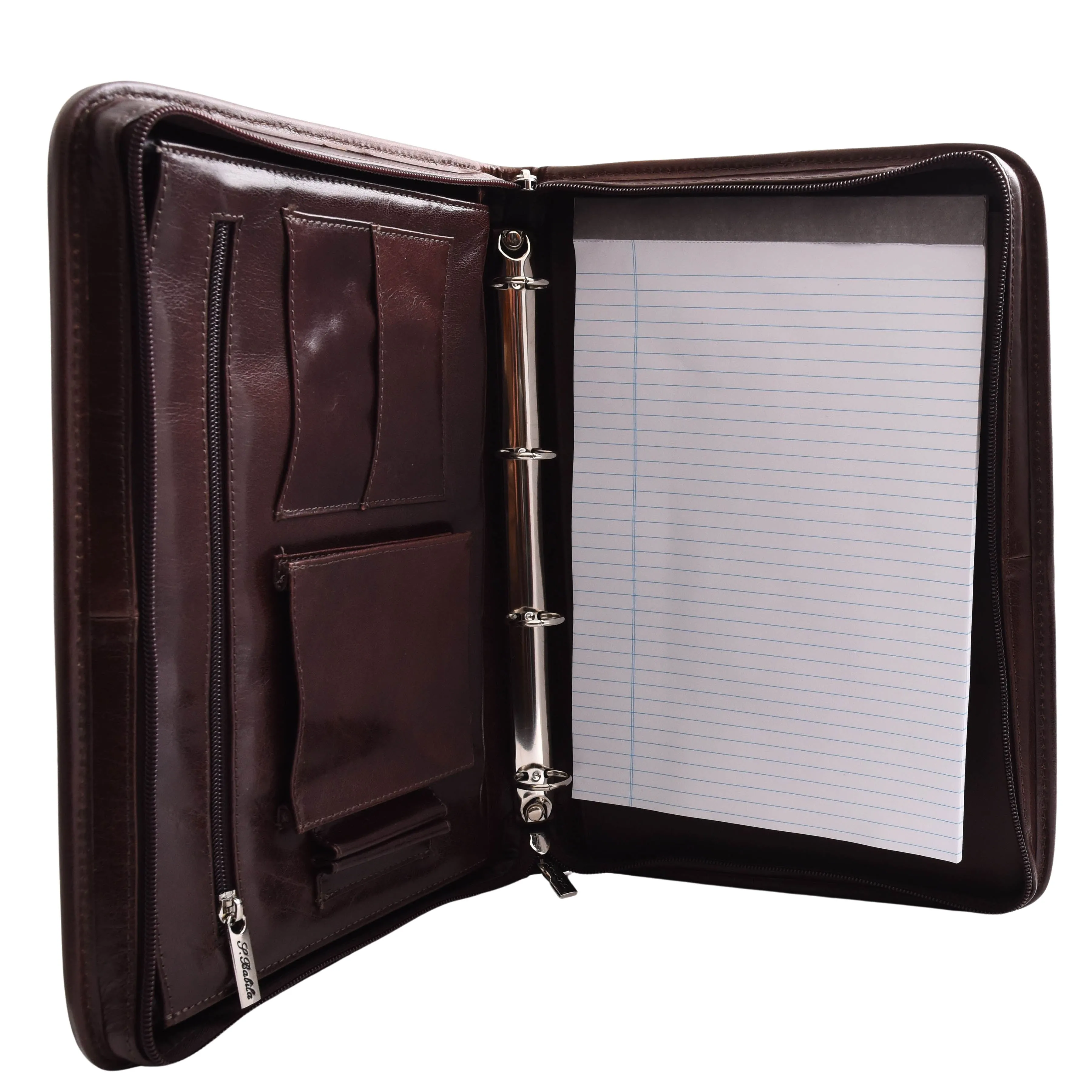 Real Leather Folio Underarm Bag Brown Ring Binder A4 Pad - Arturo