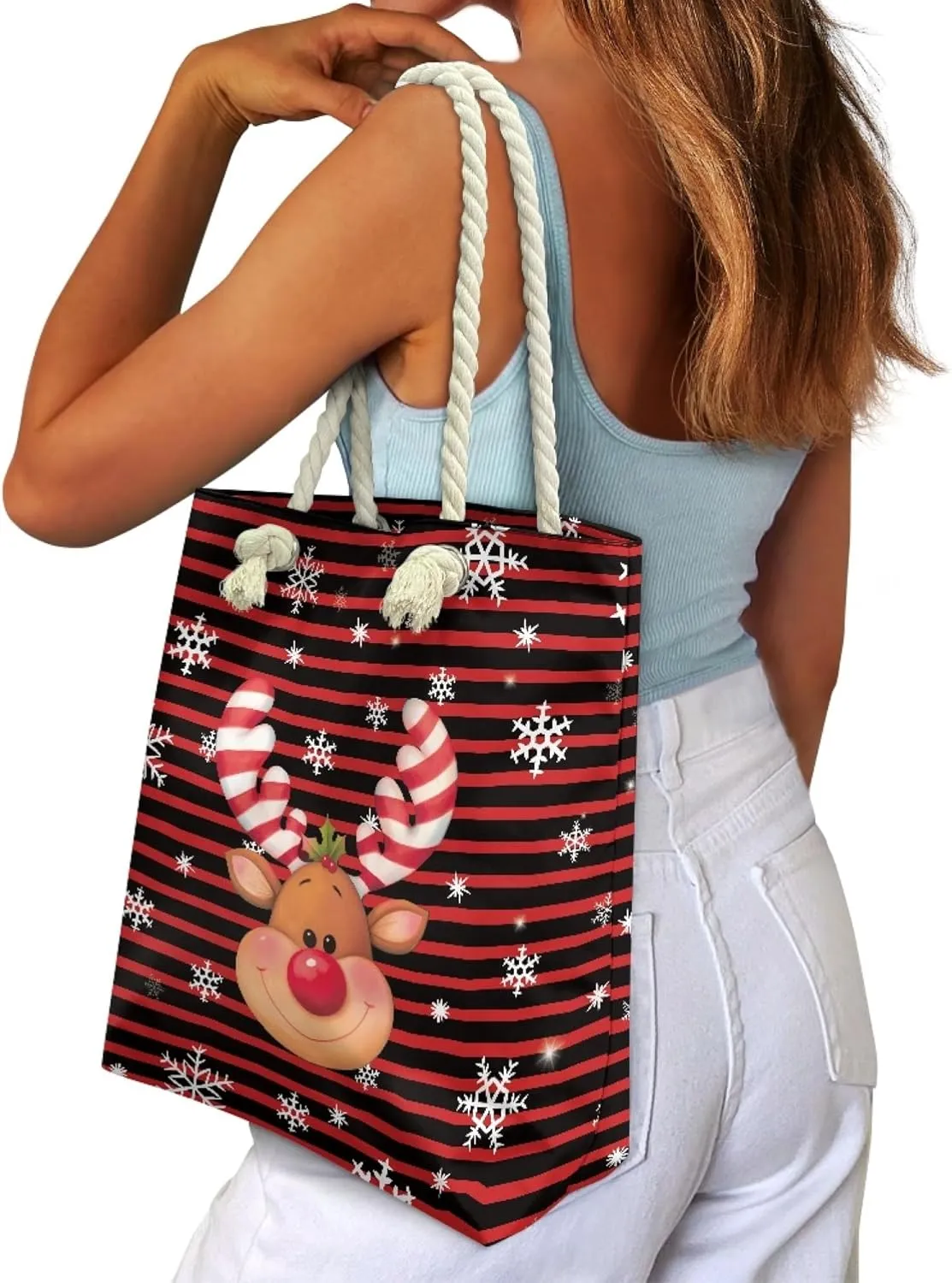 Reusable Grocery Bags Zippered Tote Bags for Women Large Capacity Beach Bag for Travel