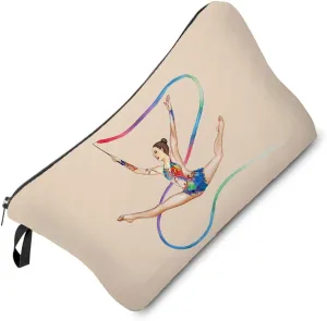 Ribbon Gymnastics Cosmetic Bag Cute Small Makeup Bag Travel Toiletry Organizer Zipper Pouch Ribbon Gymnastics Present for Ribbon Gymnasts Coach Women