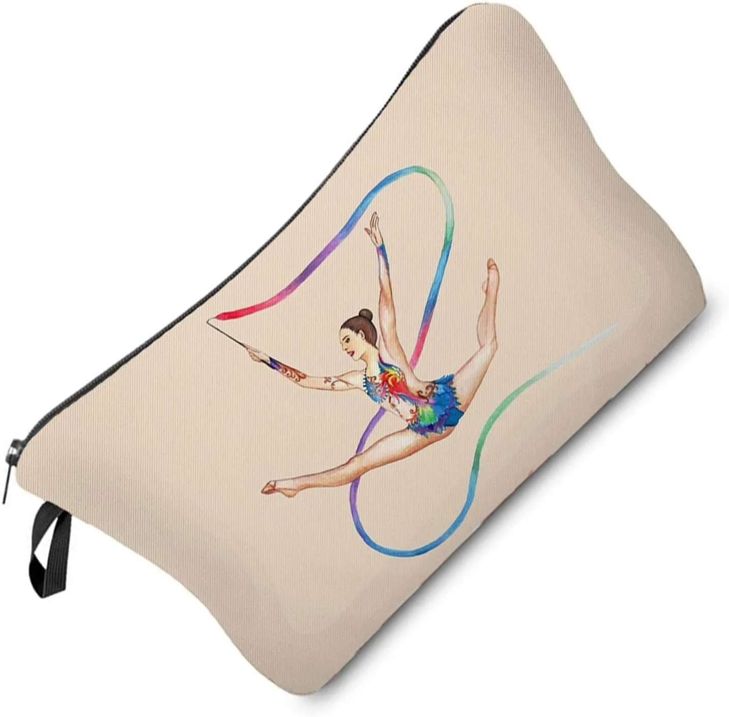Ribbon Gymnastics Cosmetic Bag Cute Small Makeup Bag Travel Toiletry Organizer Zipper Pouch Ribbon Gymnastics Present for Ribbon Gymnasts Coach Women