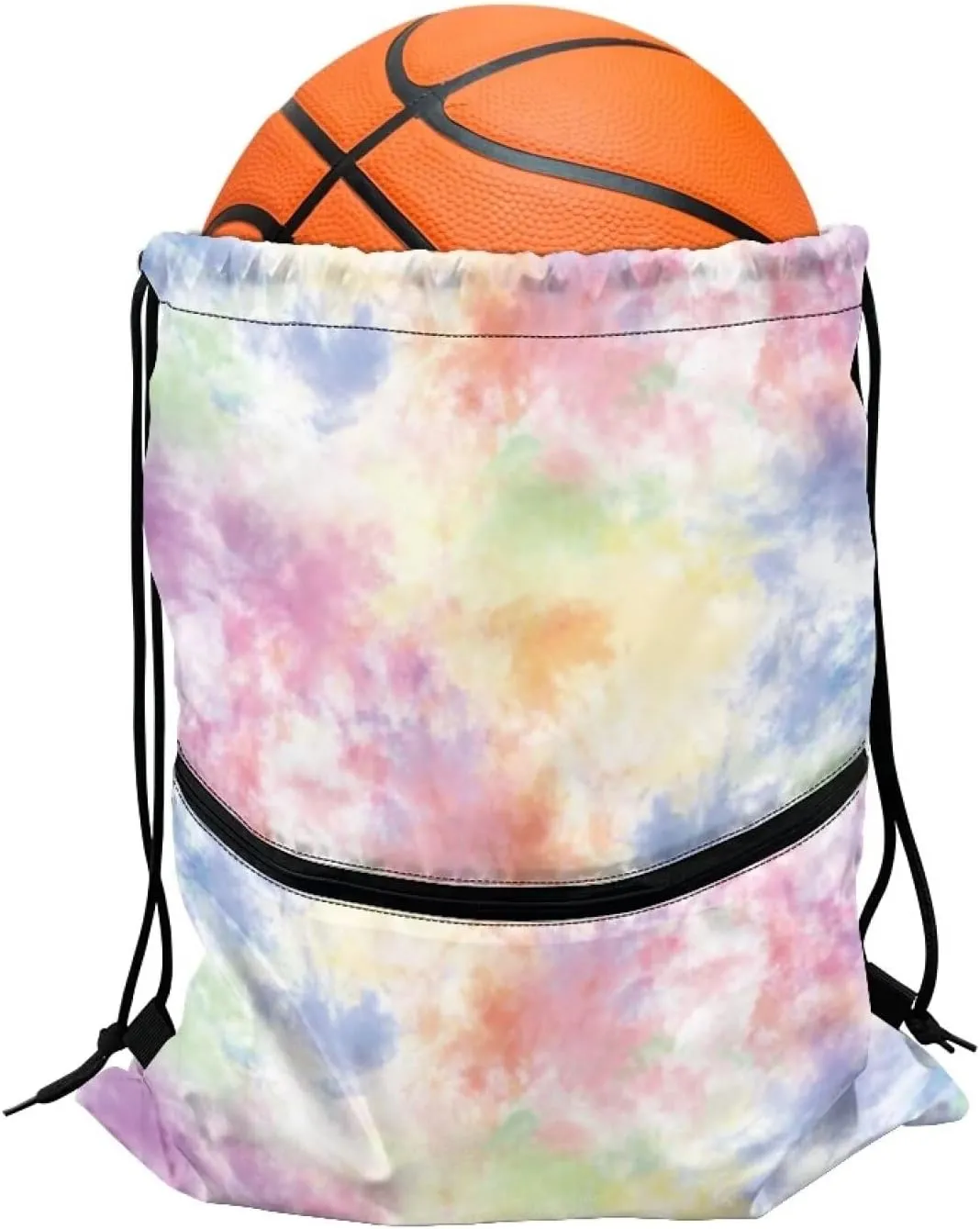Rnyleeg Tie Dye Drawstring Bag for Women Girls Novelty Portable Shoulder Bag for Sports Gym Dance Swim Casual Sackpack
