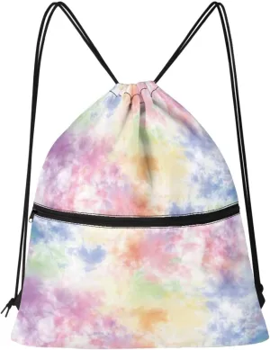Rnyleeg Tie Dye Drawstring Bag for Women Girls Novelty Portable Shoulder Bag for Sports Gym Dance Swim Casual Sackpack
