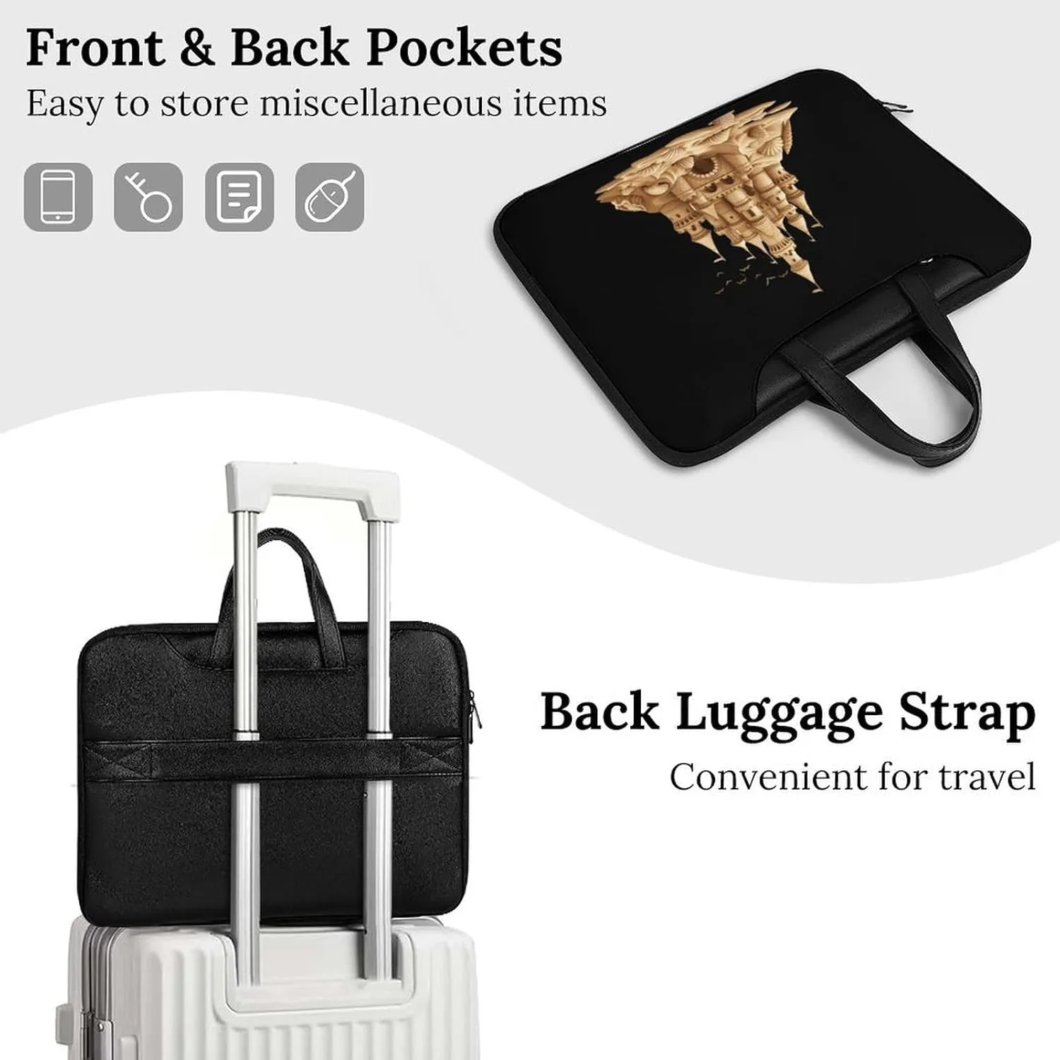 Sandcastle Sand Sculpture Sea Shells Beach Sand Laptop Tote Bag Waterproof Computer Carrying Case Business Office Briefcase