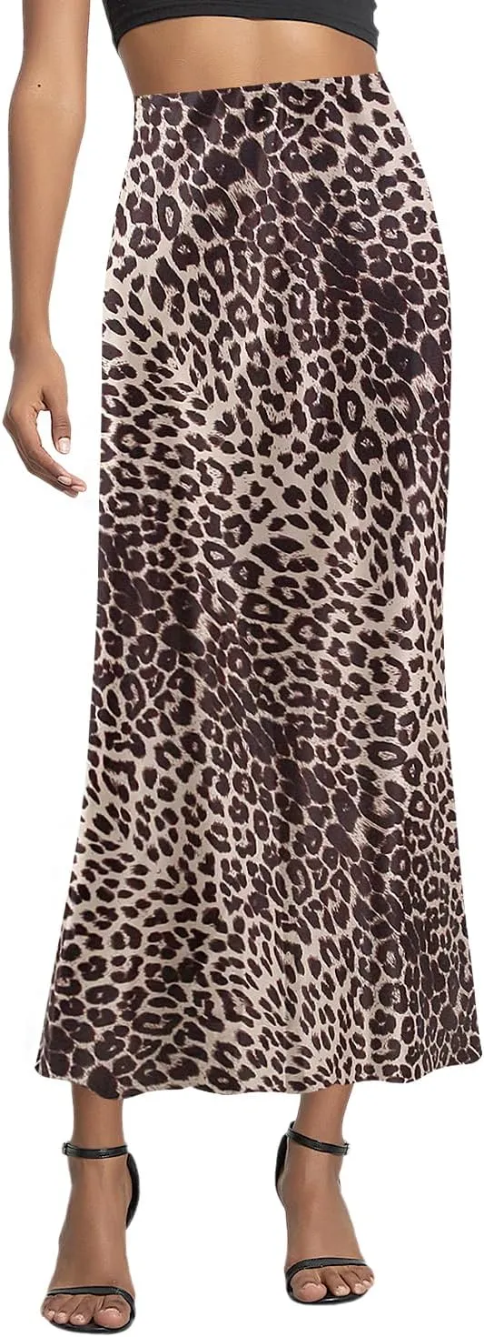Segreto Women's Maxi Bodycon Wrap Print Skirts Elastic High Waist Long Pencil Skirt Stretchy Slim Fit Flower Fishtail Dress