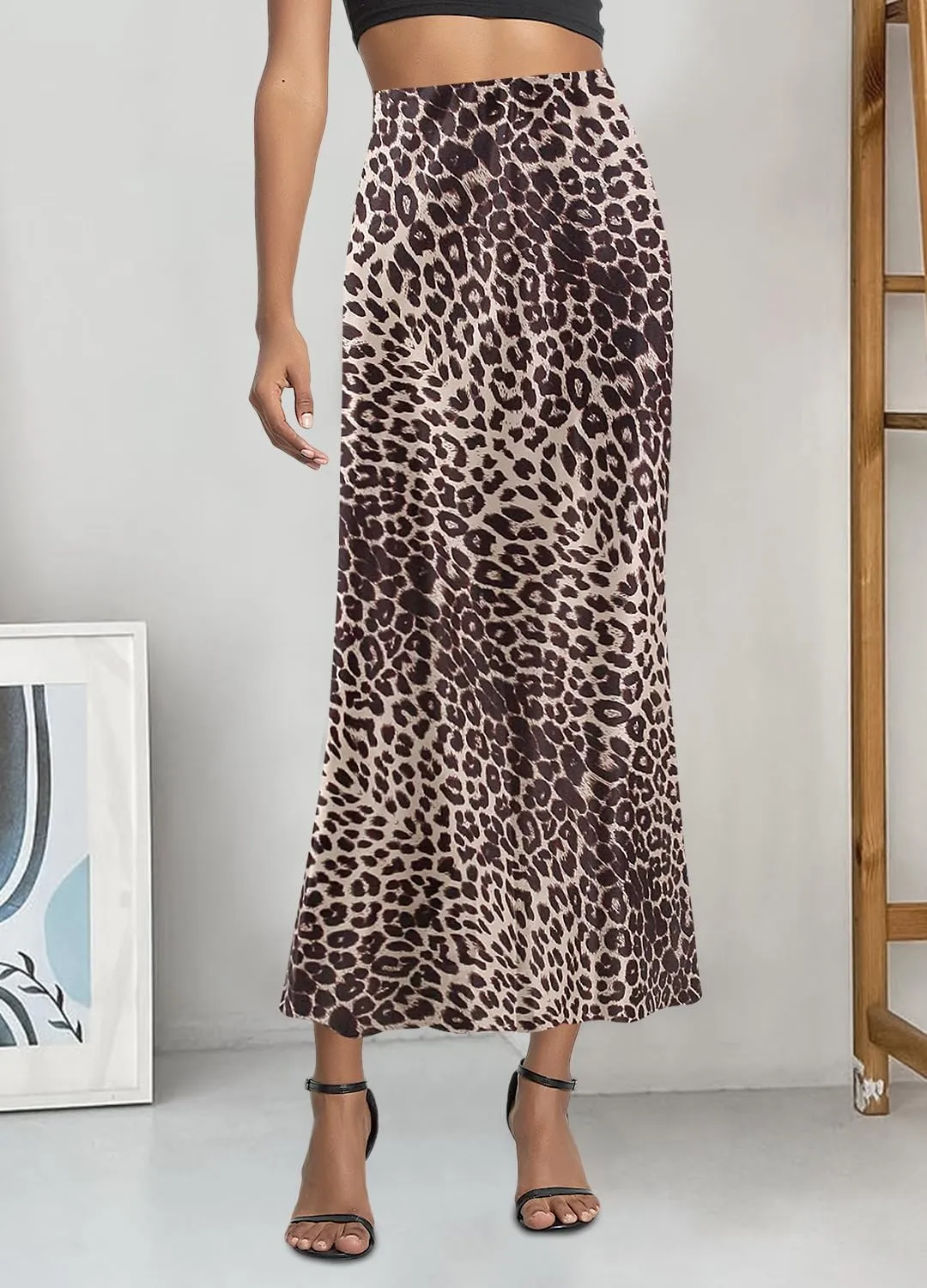 Segreto Women's Maxi Bodycon Wrap Print Skirts Elastic High Waist Long Pencil Skirt Stretchy Slim Fit Flower Fishtail Dress