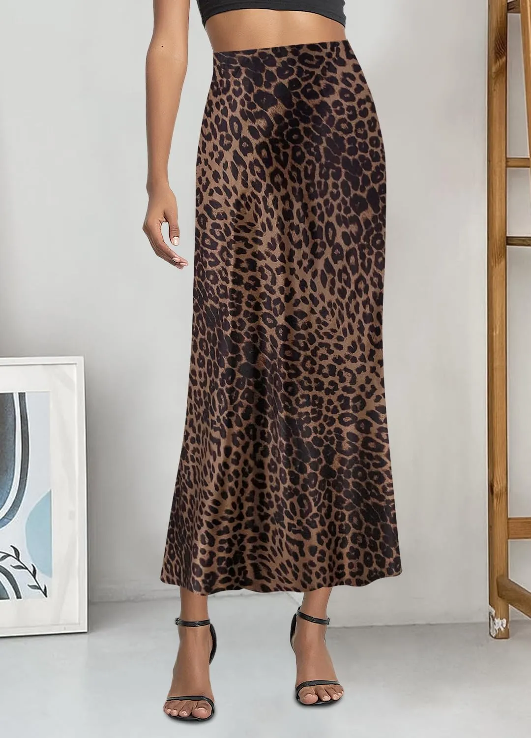 Segreto Women's Maxi Bodycon Wrap Print Skirts Elastic High Waist Long Pencil Skirt Stretchy Slim Fit Flower Fishtail Dress