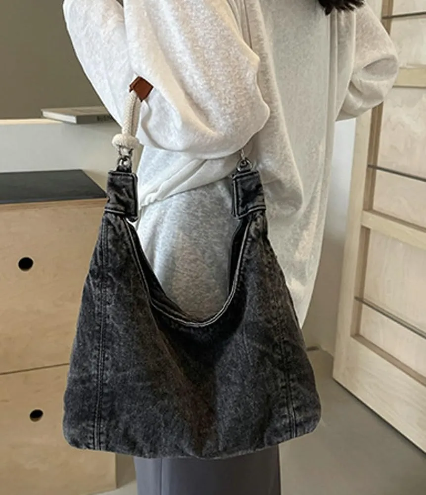 Simple Shoulder Bag For Women Trendy Denim Purse Y2K Womens Tote Bag Slouchy Hobo Purse Work Handbag Lightweight 2025