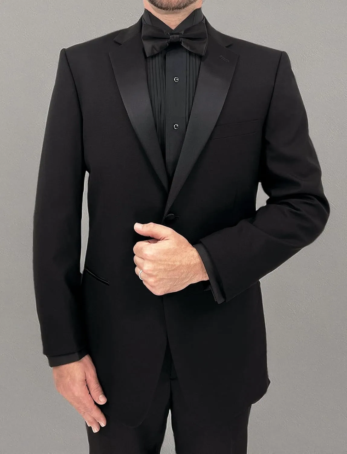 Sir Gregory Men's Fitted Tuxedo Shirt with Wing Collar French Cuffs and 1/4 Inch Pleat