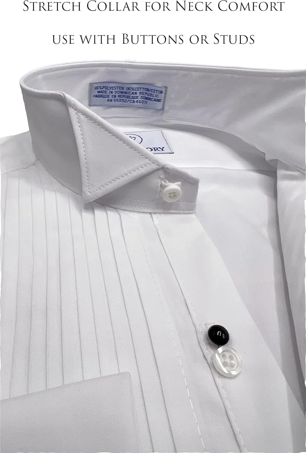 Sir Gregory Men's Fitted Tuxedo Shirt with Wing Collar French Cuffs and 1/4 Inch Pleat