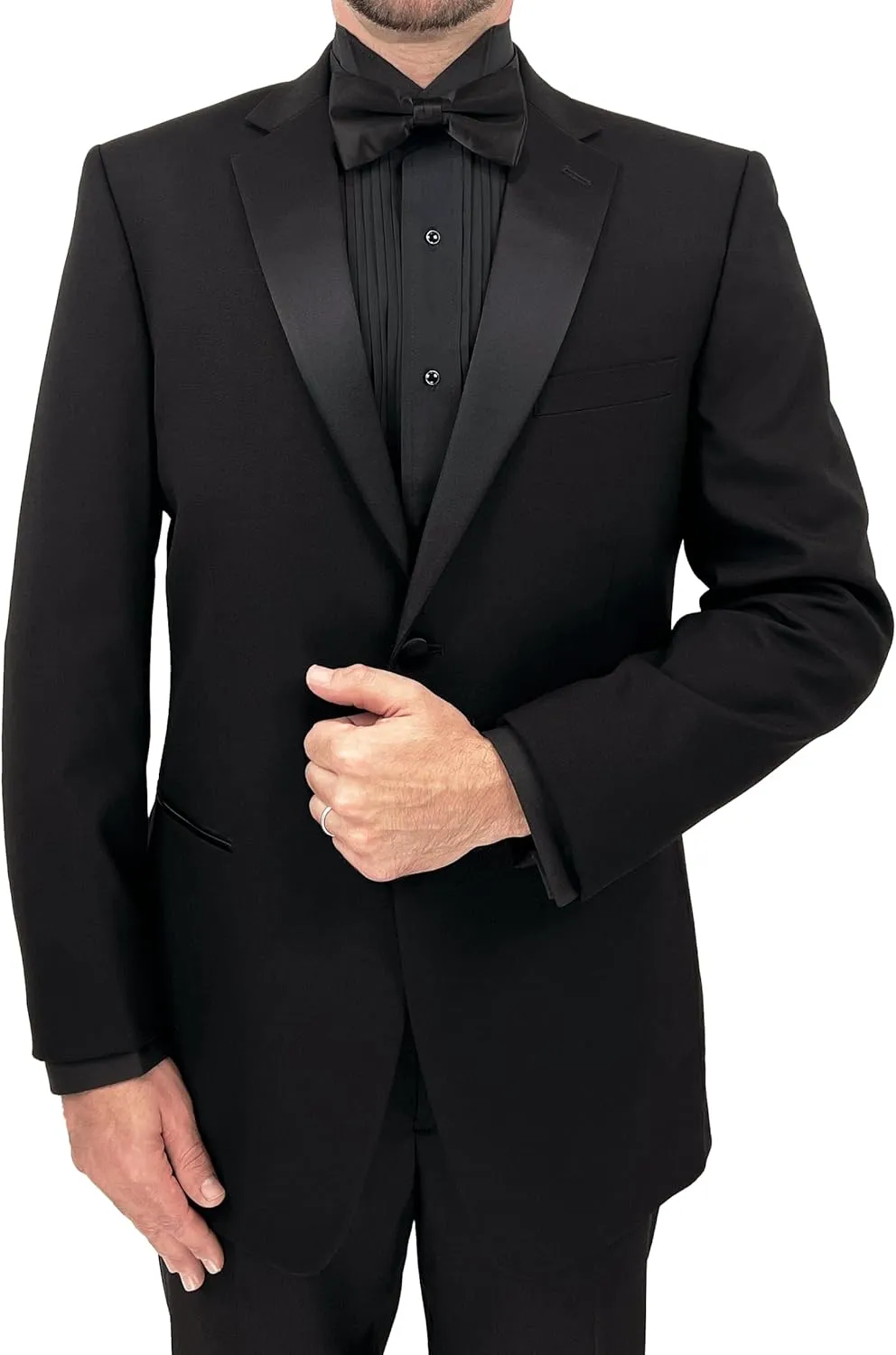 Sir Gregory Men's Fitted Tuxedo Shirt with Wing Collar French Cuffs and 1/4 Inch Pleat