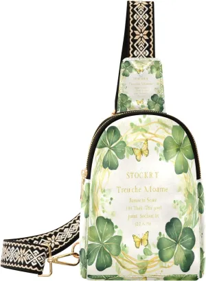 Small Sling Bag Waist Packs Leather Crossbody Packs Chest Bag Clover Circle for Women Travel Belt Purse