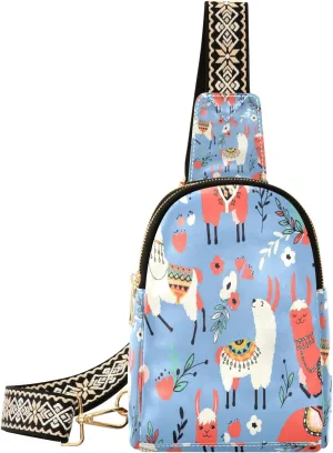 Small Sling Bag Waist Packs Leather Crossbody Packs Chest Bag Red White Sheep for Women Travel Belt Purse