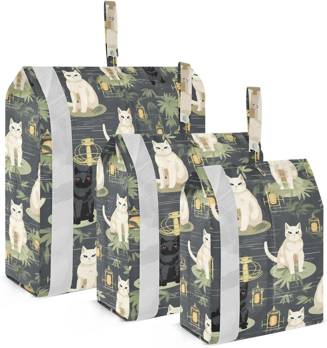 SPRIPORT Black White Cat Plant 3 Set Compression Packing Cubes for Travel Lightweight Luggage Organizer Bags for Carry on Suitcase Travel Storage Bags for Vacation Woman Man Clothes