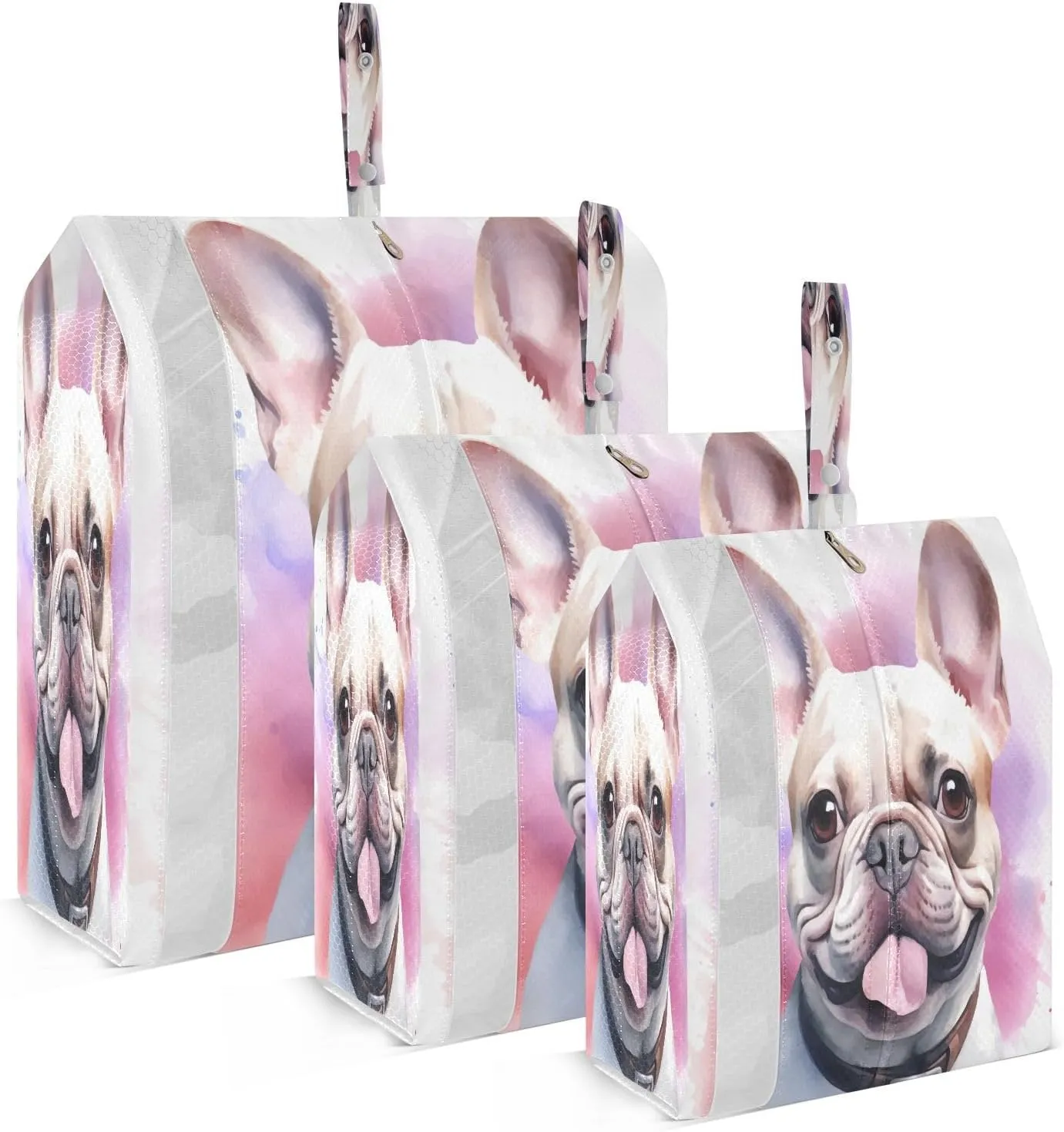 SPRIPORT Bulldog Dog Colorful 3 Set Compression Packing Cubes for Travel Lightweight Luggage Organizer Bags for Carry on Suitcase Travel Cubes for Man Woman Clothes Vacation