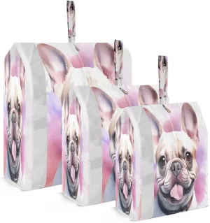 SPRIPORT Bulldog Dog Colorful 3 Set Compression Packing Cubes for Travel Lightweight Luggage Organizer Bags for Carry on Suitcase Travel Cubes for Man Woman Clothes Vacation