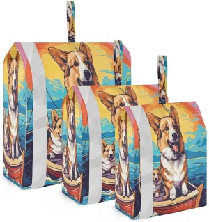 SPRIPORT Corgi Dogs Cute Happy 3 Set Compression Packing Cubes for Travel Lightweight Luggage Organizer Bags for Carry on Suitcase Travel Cubes for Man Woman Vacation Clothes