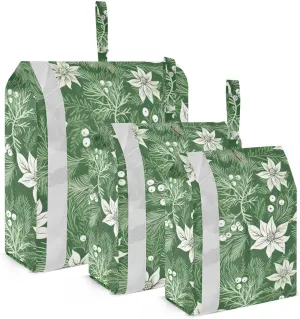 SPRIPORT Plants White Flower 3 Set Compression Packing Cubes for Travel Lightweight Luggage Organizer Bags for Carry on Suitcase Luggage Cubes for Vacation Woman Man Clothes