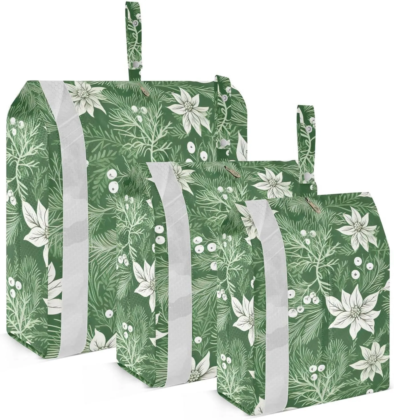 SPRIPORT Plants White Flower 3 Set Compression Packing Cubes for Travel Lightweight Luggage Organizer Bags for Carry on Suitcase Luggage Cubes for Vacation Woman Man Clothes