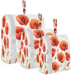 SPRIPORT Red Poppy Flowers White 3 Set Compression Packing Cubes for Travel Lightweight Luggage Organizer Bags for Carry on Suitcase Travel Cubes for Man Woman Clothes Vacation