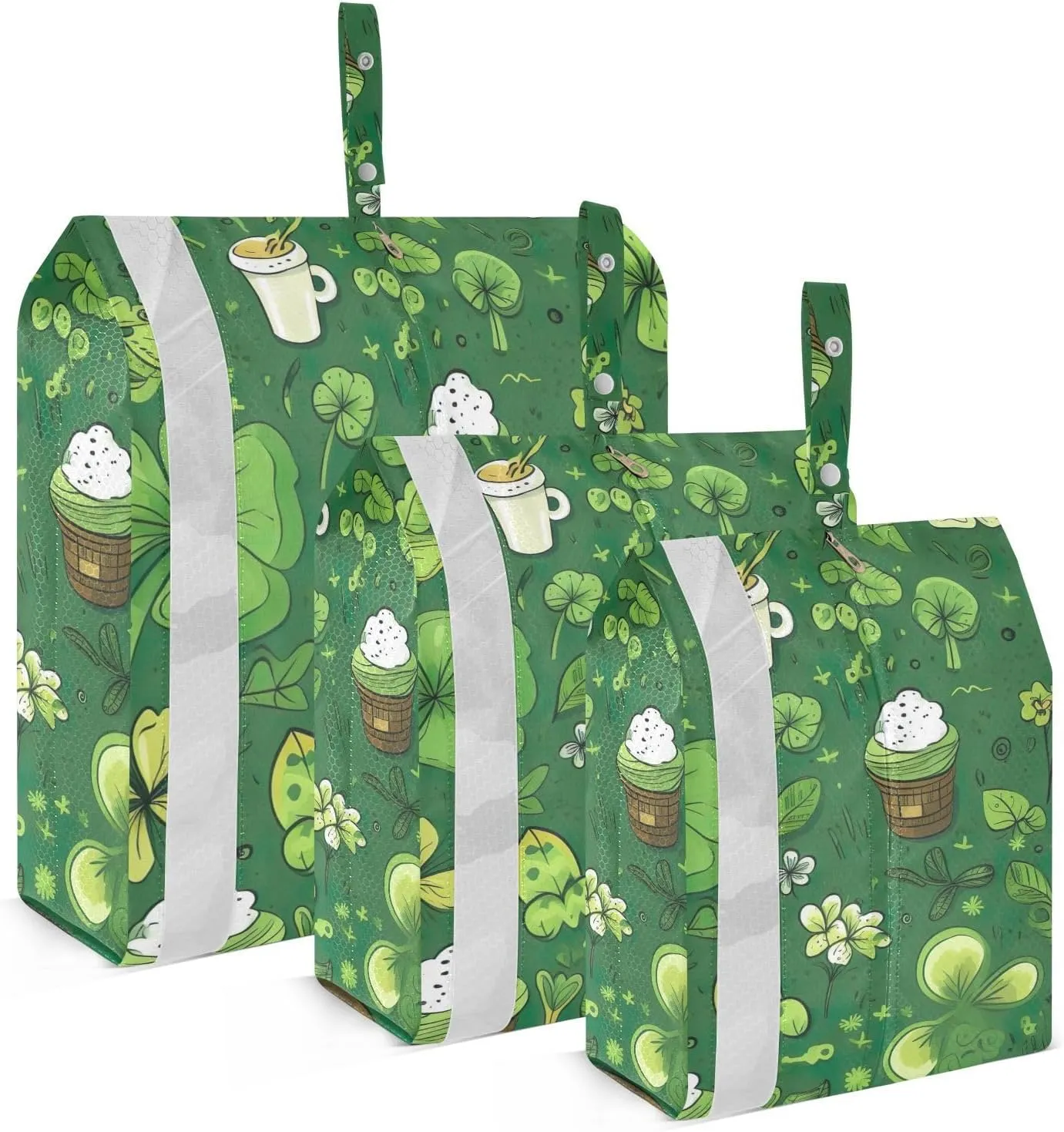 SPRIPORT Shamrock Leaf Stpatrick 3 Set Compression Packing Cubes for Travel Lightweight Luggage Organizer Bags for Carry on Suitcase Luggage Cubes for Man Woman Clothes Vacation