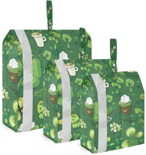 SPRIPORT Shamrock Leaf Stpatrick 3 Set Compression Packing Cubes for Travel Lightweight Luggage Organizer Bags for Carry on Suitcase Luggage Cubes for Man Woman Clothes Vacation
