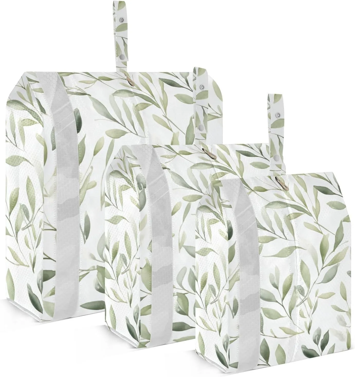 SPRIPORT Watercolor Green Leaves 3 Set Compression Packing Cubes for Travel Lightweight Luggage Organizer Bags for Carry on Suitcase Travel Essentials for Vacation Woman Man Clothes