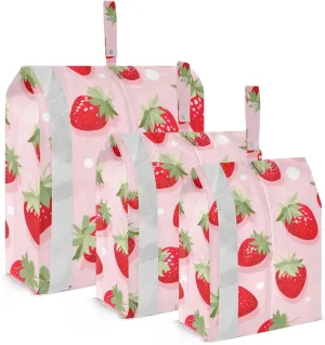 SPRIPORT Watercolor Strawberry Pink 3 Set Compression Packing Cubes for Travel Lightweight Luggage Organizer Bags for Carry on Suitcase Travel Cubes for Vacation Man Woman Clothes