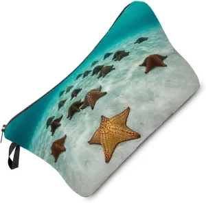 Starfish Cosmetic Bag Cute Small Makeup Bag Travel Toiletry Organizer Zipper Pouch Starfish Present for Starfish Lovers Women Friends Families