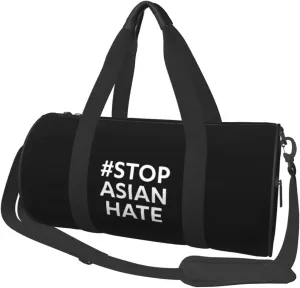 Stop Asian Hate Convertible Garment Bag with Shoulder Strap, Carry on Garment Duffel Bag for Men Women - Rolling Foldable for Travel Luggage Bags (Black)