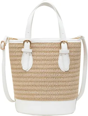 Straw Clutch Bag Cute Summer Beach Bags For Women Rattan Purses Straw Handbags Small Bucket Bag Travel Crossbody Purse 2025