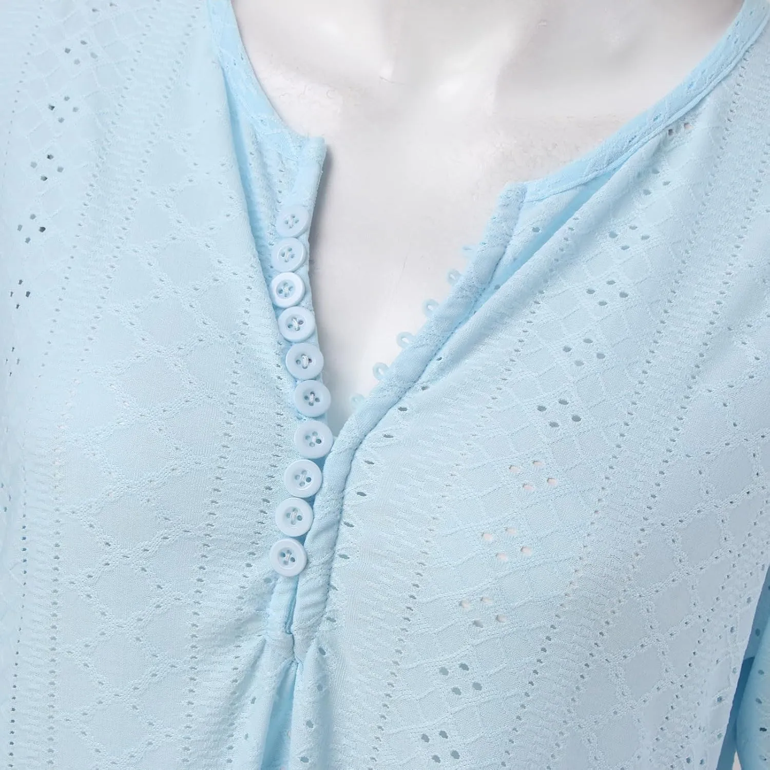 Summer Dresses for Women Trendy V Neck Short Sleeve Eyelet Dress Casual Pocket Holiday Party Beach Vacation Midi Sundress