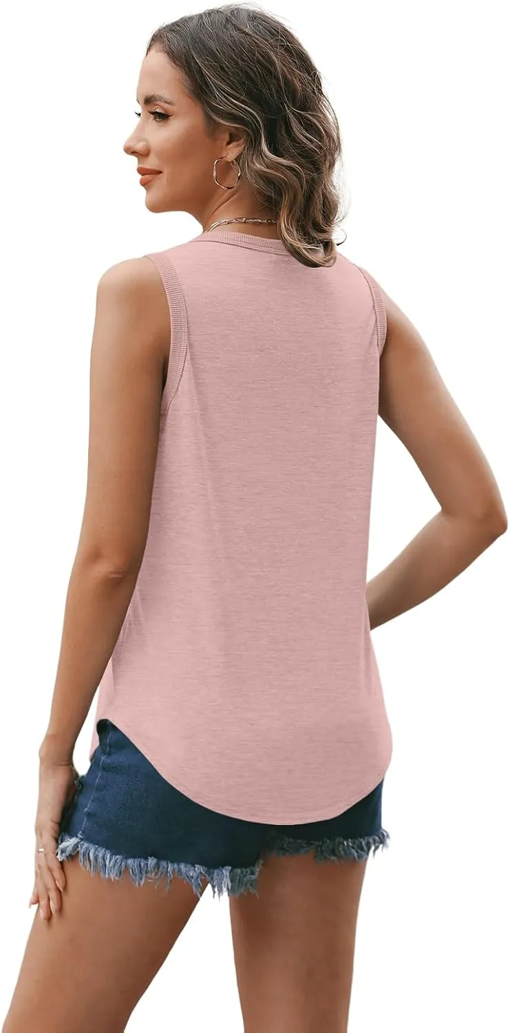 SUNBS Tank Tops for Women 2025 Trendy 3 Pack Summer Sleeveless Loose Fit Top Round Neck Flowy Casual Shirts Outfits