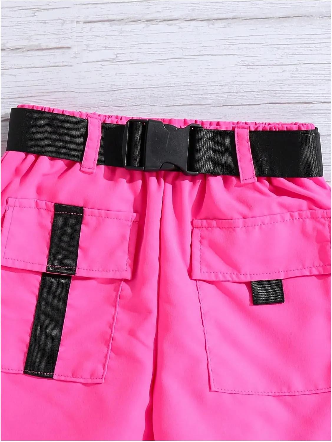 SweatyRocks Girl's 3 Piece Outfits Short Sleeve Crop Top and Camisole with Cargo Shorts Set
