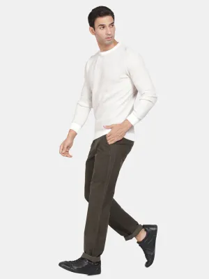 T-Base Ribbed Round Neck Cotton Pullover Sweaters