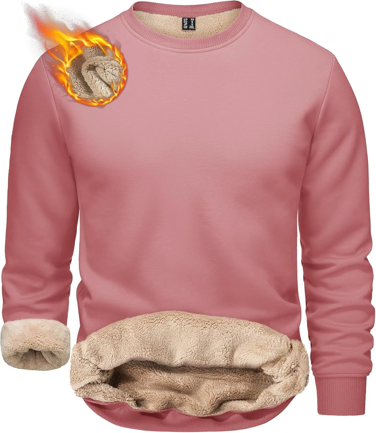 TACVASEN Men's Crewneck Sweatshirt Warm Sherpa Lined Sweatshirts Heavyweight Long Sleeve Underwear Winter Fleece Pullover