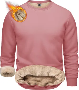 TACVASEN Men's Crewneck Sweatshirt Warm Sherpa Lined Sweatshirts Heavyweight Long Sleeve Underwear Winter Fleece Pullover