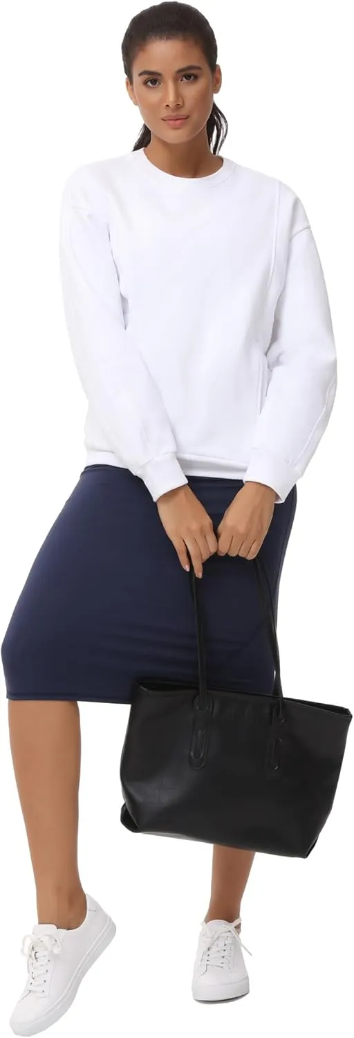 THE GYM PEOPLE Women's Loose Fit Sweatshirt Long Sleeve Crewneck Cotton Boxy Fall Workout Pullover Tops with Pockets