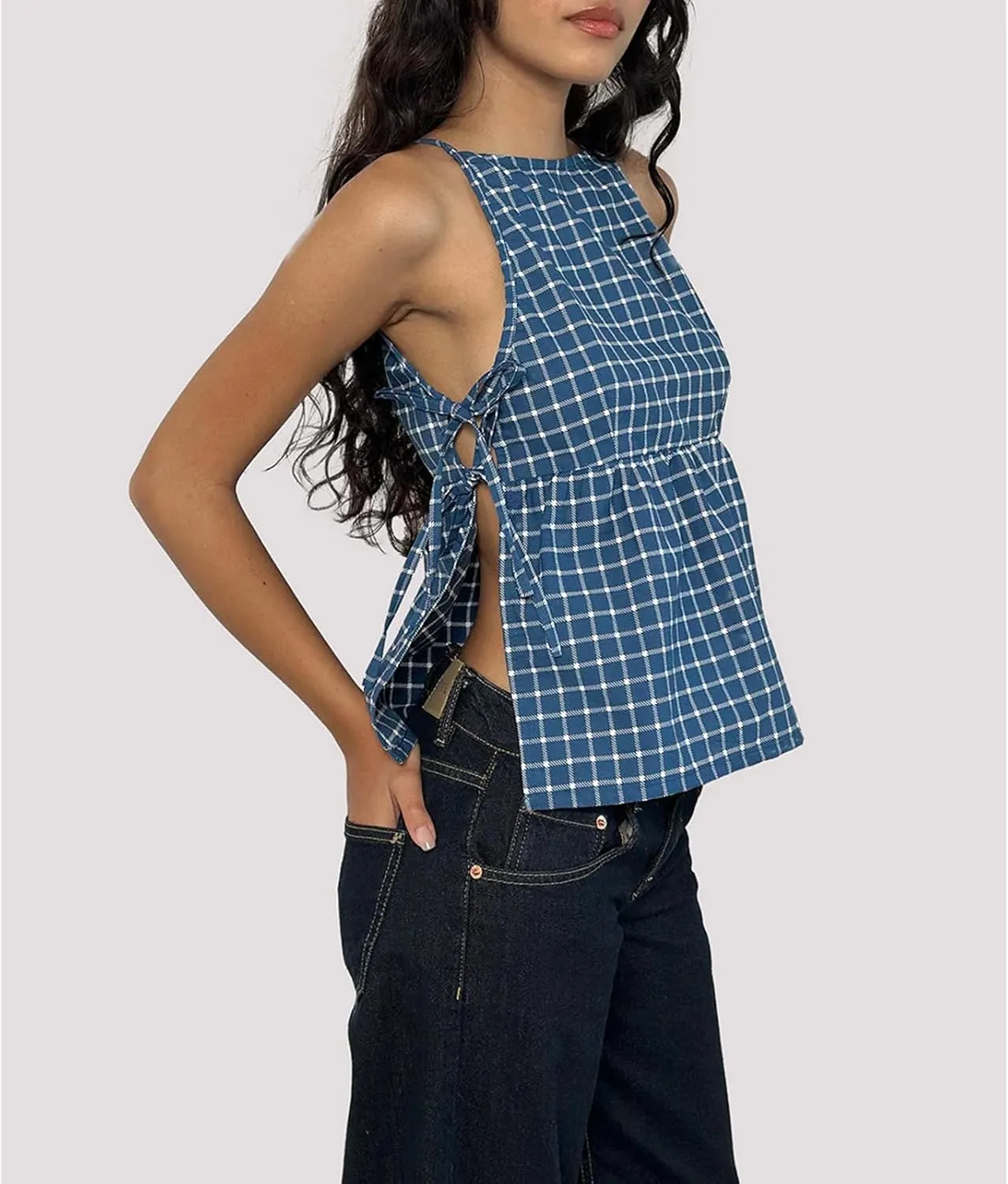 Tie Front Tank Top Y2k Women Sexy Y2K Sleeveless Crop Vest Tops Vintage Bow Going Out Summer Camisole Cropped Shirt