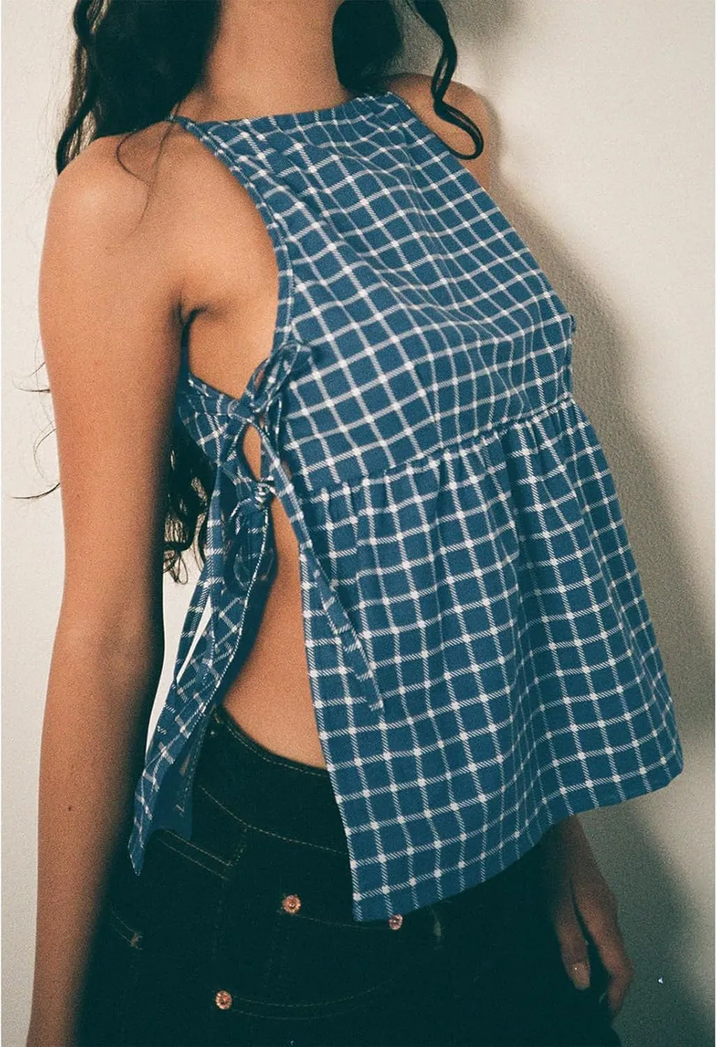 Tie Front Tank Top Y2k Women Sexy Y2K Sleeveless Crop Vest Tops Vintage Bow Going Out Summer Camisole Cropped Shirt