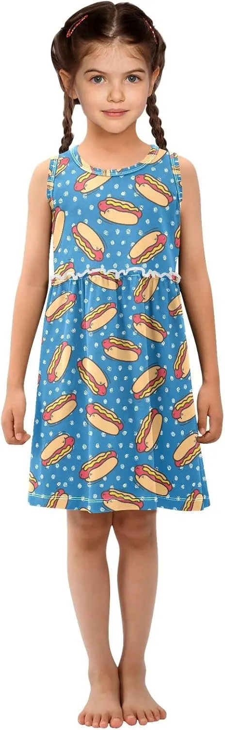 Toddler Girls Dress Sleeveless Cotton Casual Clothes for Home Party Beach Sundress 2-8Y