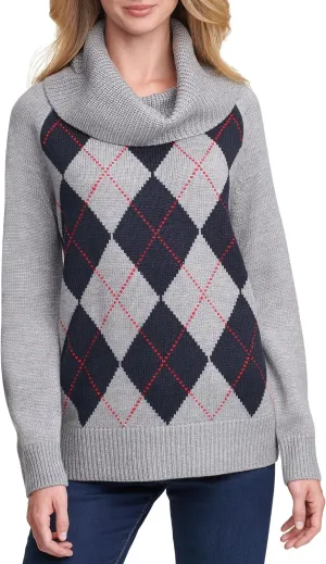 Tommy Hilfiger Women's Argyle Cowl Neck Sweater