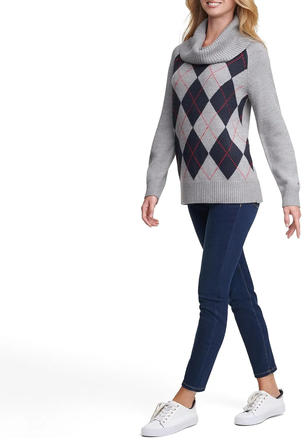 Tommy Hilfiger Women's Argyle Cowl Neck Sweater