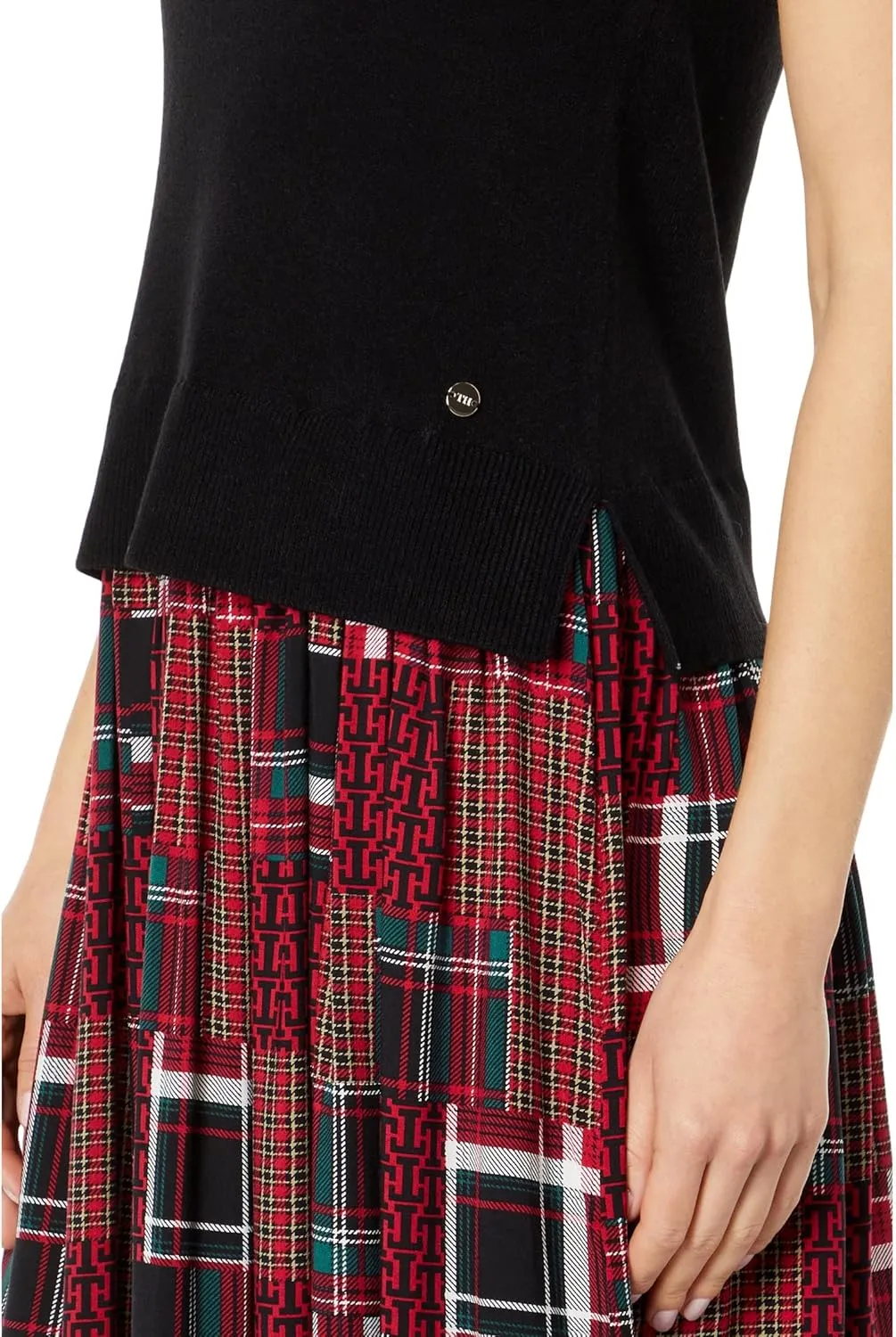 Tommy Hilfiger Women's Patchwork Plaid Sleeveless Sweaterdress