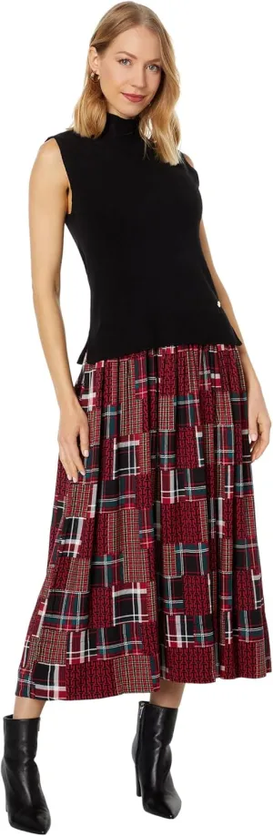 Tommy Hilfiger Women's Patchwork Plaid Sleeveless Sweaterdress