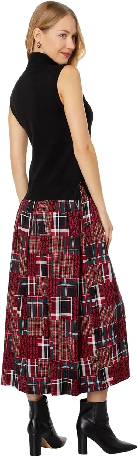 Tommy Hilfiger Women's Patchwork Plaid Sleeveless Sweaterdress