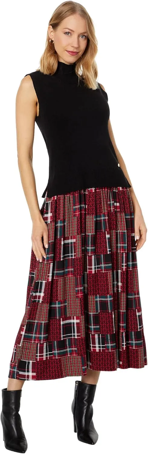 Tommy Hilfiger Women's Patchwork Plaid Sleeveless Sweaterdress