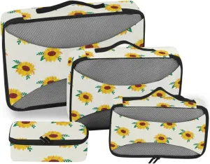Travel Bags Organizer for Luggage 4 Set Luggage Packing Cubes Travel Cubes for Packing Women Oacking Cubes Sunflower