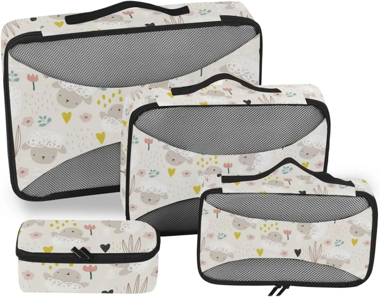 Travel Cubes 4 Set Luggage Cubes Packing Cubes Travel Packing Cube Cute Sheep Floral